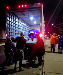 Bucket-brigade out to a truck