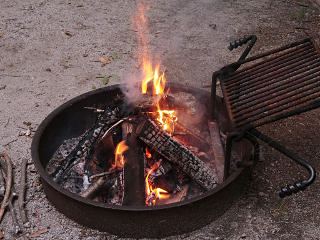 Tending a fire