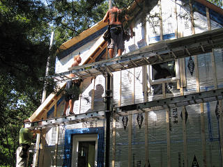 Installing ladder up gable