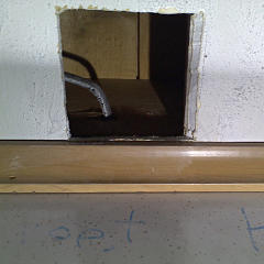 Hole in ceiling for electrical box