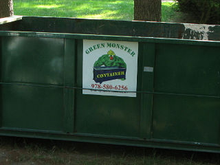 Dumpster in yard