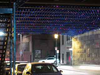 Public LED art under A street bridge