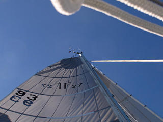 Wind-vane showing we're right at the upwind limit