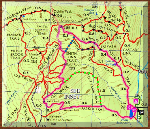 Route map of Monadnock hike