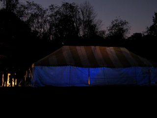 Vivid blue dance tent