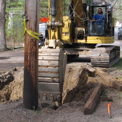 Careful digging near pole
