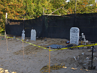 Ongoing construction in graveyard