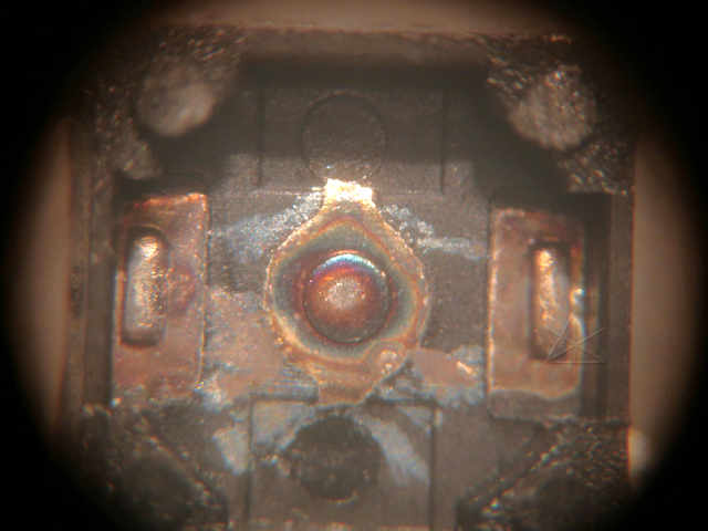 Corrosion paths inside the switch body