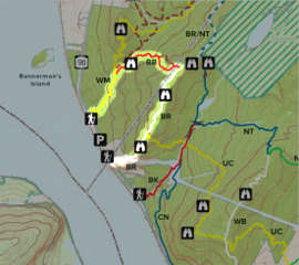 Trail map, with highlighted route