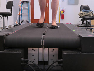 Treadmill from front with test subject