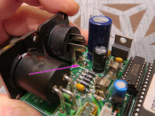 Bad solder joint on DMX board