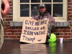 Panhandler with a (sadly) funny premise