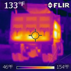 Thermal image of asphalt truck